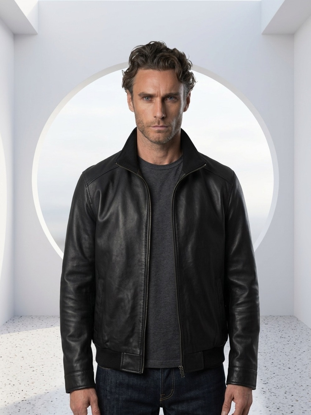 Wilsons Leather Black Men's Bomber Jacket like new! Medium